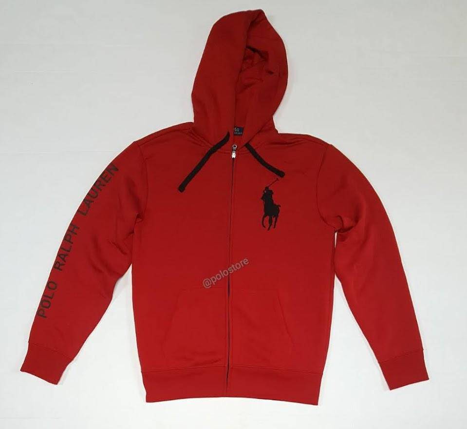 Nwt Polo Ralph Lauren Red Big Pony Ralph Lauren Printed On Sleeve Hoodie |  Unique Style