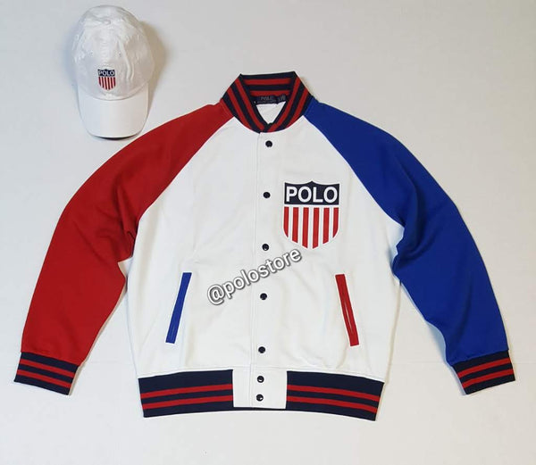 Nwt Polo Ralph Lauren White Kswiss Usa Baseball Jacket | Unique Style