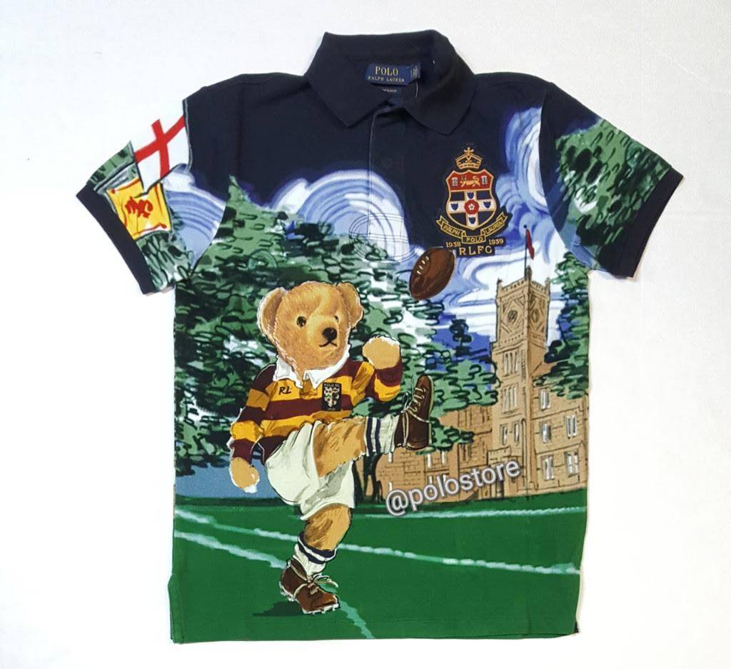 Nwt Polo Ralph Lauren Rugby Bear Kicker Custom Slim Fit Polo | Unique Style
