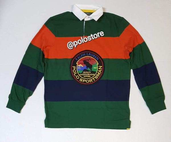 Nwt Polo Ralph Lauren Stripe Sportsman Patch Rugby | Unique Style