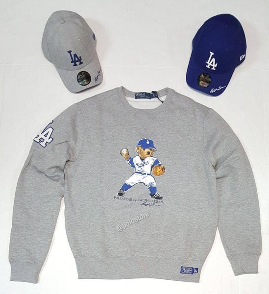 Nwt Polo Ralph Lauren Grey LA Dodgers Teddy Bear Classic Fit Sweatshirt |  Unique Style