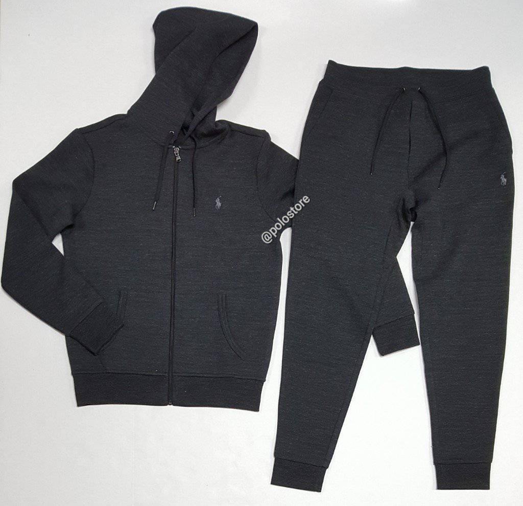 Nwt Polo Ralph Lauren Black Heather Double Knit Sweatsuit Unique Style