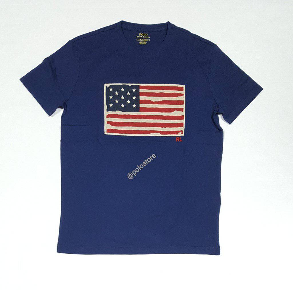 Nwt Polo Ralph Lauren American Flag Navy Tee | Unique Style