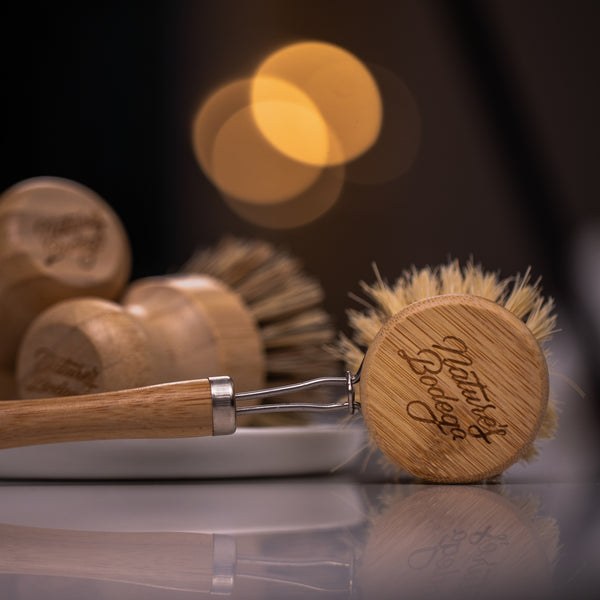 Zero Waste Kitchen Kit: Bamboo Pot Scrubber, Wood Dish Brush, Loofah Sponges, Plastic-Free Cellulose Sponges, Bamboo Brush Holder, Wood Soap Tray