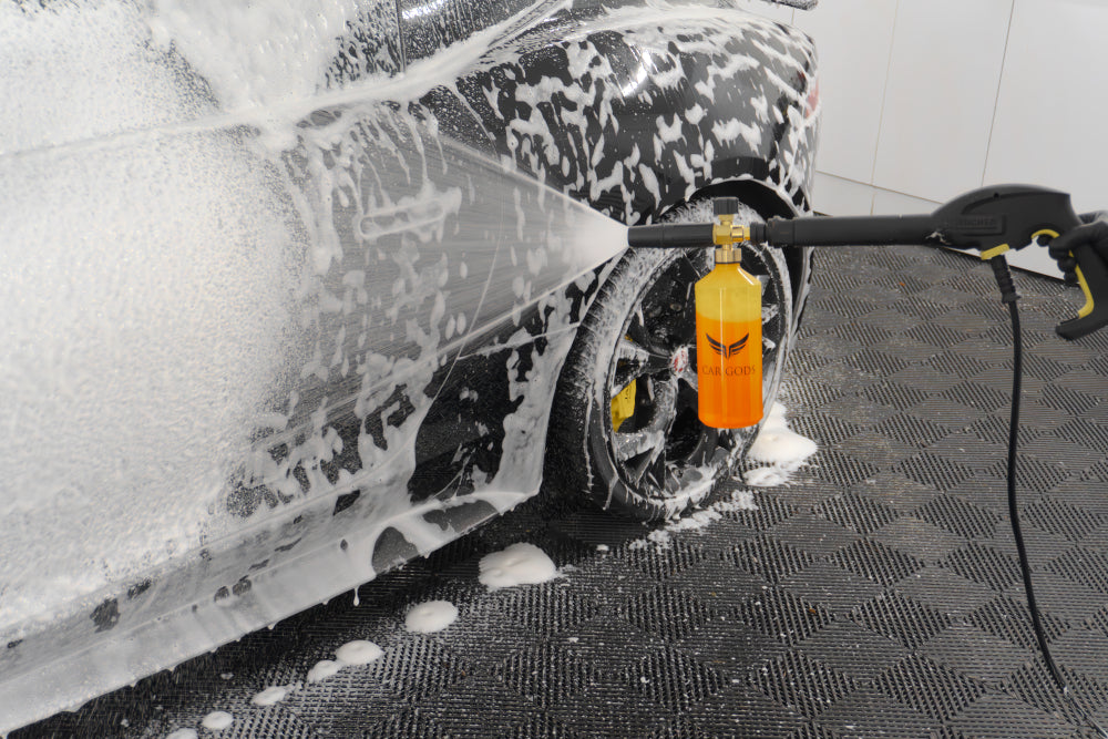 Arctic Storm Snow Foam being used on a Jaguar F-Type