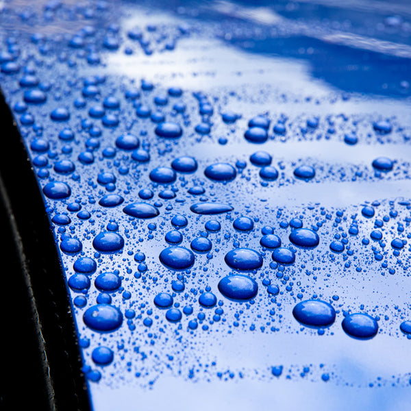 Hard Wax Water Beading on a Car 