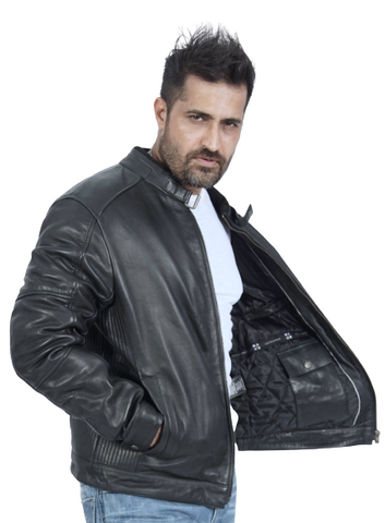 a man wearing Black Leather Jacket