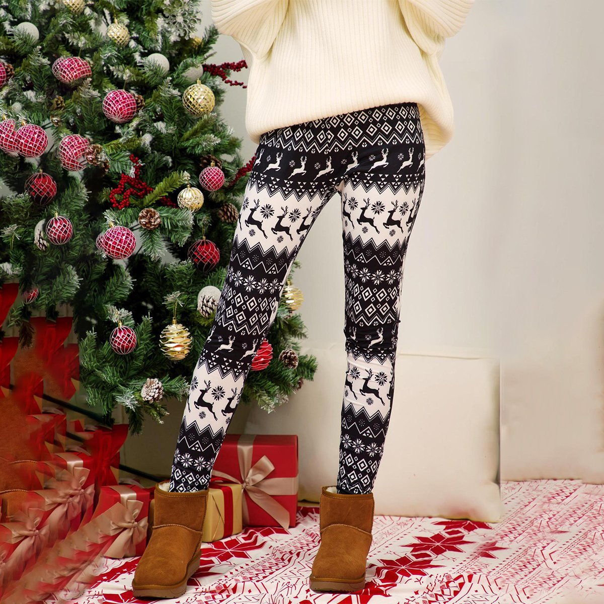 christmas printed leggings