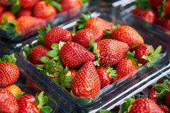 Strawberries in a plastic box