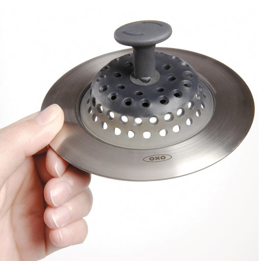OXO Good Grips Stainless Steel Strainer in the Kitchen Sink