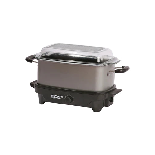 Magic Mill Extra Large 10 Quart Slow Cooker With Metal Searing Pot &  Transparent Tempered Glass Lid Multipurpose Lightweight Slow Cookers, Pot  is Safe to Put the On the Flame, Dishwasher Safe