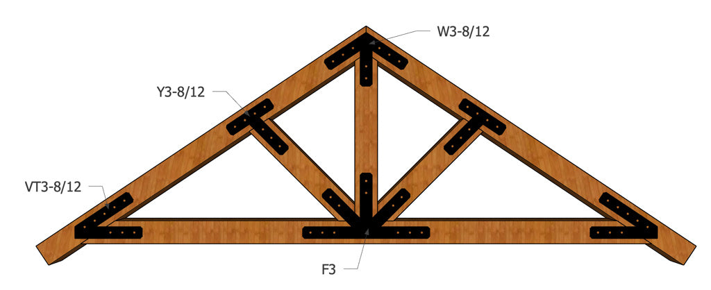Steel Timber Truss Plates for 3"-6" Timbers - The Cornice Collection full Truss Example
