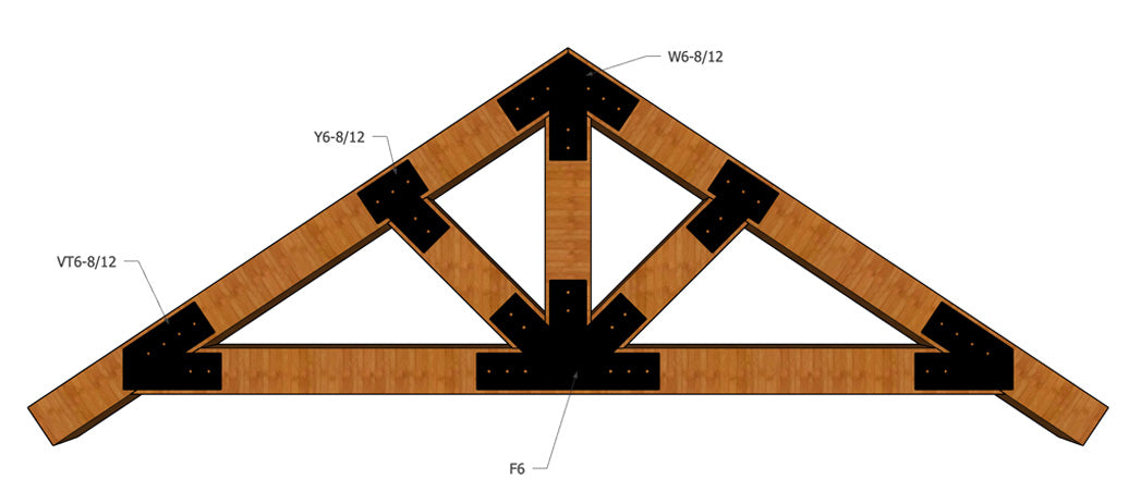 Steel Timber Truss Plates for 6"-10" Timbers - The Massif Collection full Truss Example