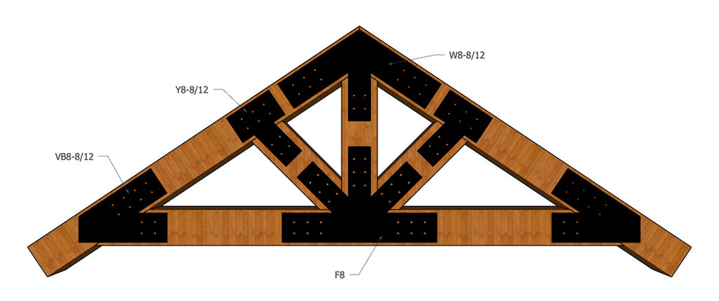 Steel Timber Truss Plates for 8"-12" Timbers - The Sierra Collection full Truss Example