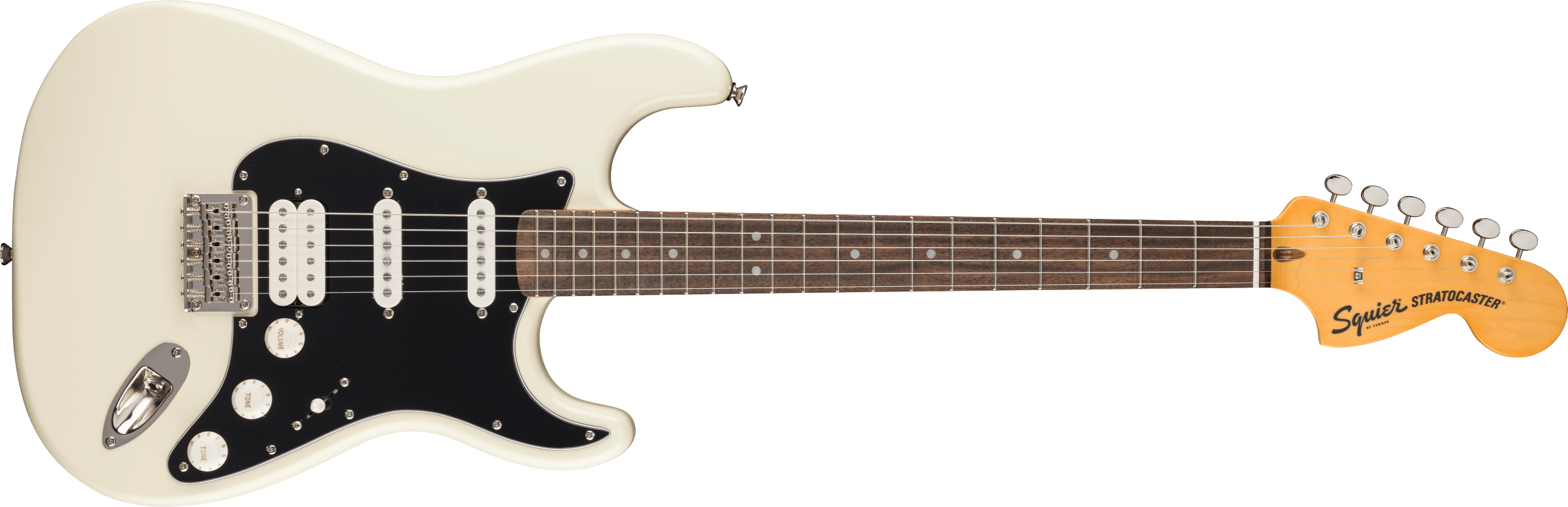 Squier Classic Vibe '70s Stratocaster HT HSS, Laurel Fingerboard, Black Pickguard, Olympic White