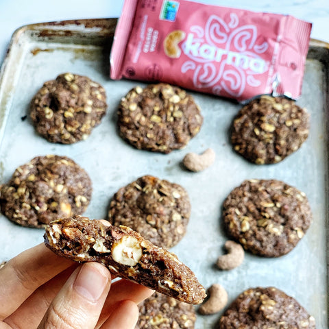 karma nuts cocoa dusted wrapped cashew recipe salted chocolate cashew oatmeal cookie