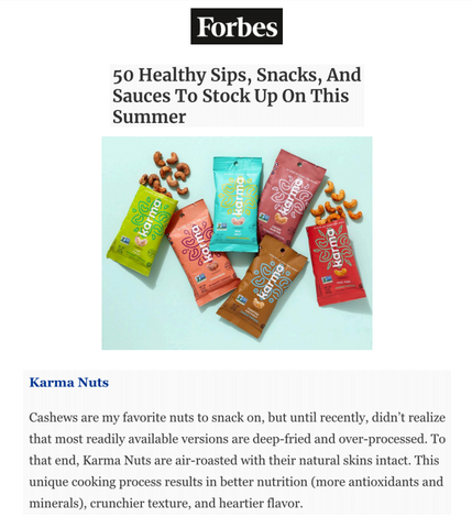 Forbes feature karma nuts snacks