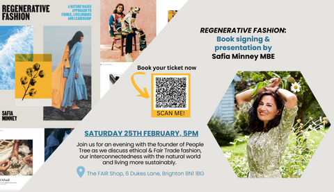 Safia Minney - Regenerative Fashion book signing at The FAIR Shop poster