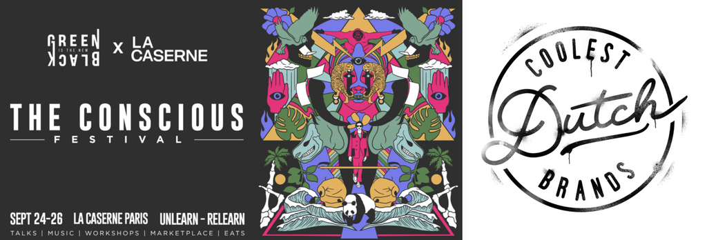 The banner for the Conscious Festival and the Coolest Dutch Brands award