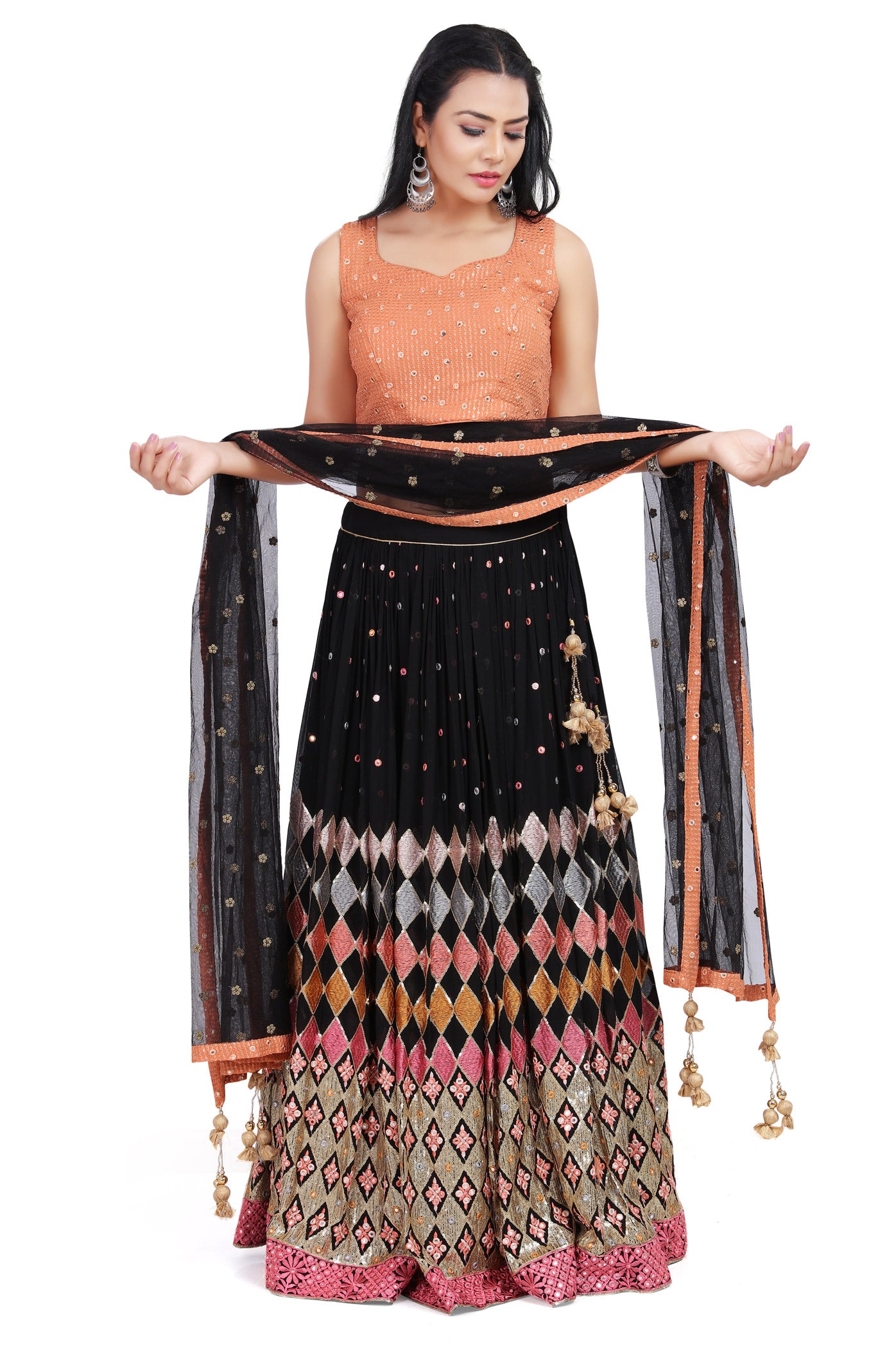 Black Lehenga Choli- Elegance and Style | Zeel Clothing | Color: Black