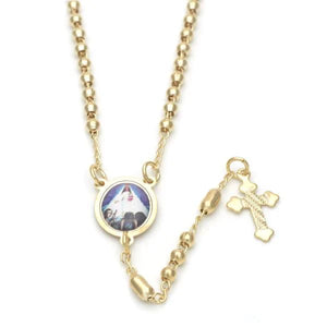 Rosary necklace with Caridad del Cobre Color medal 18” - The Faith Gift Shop