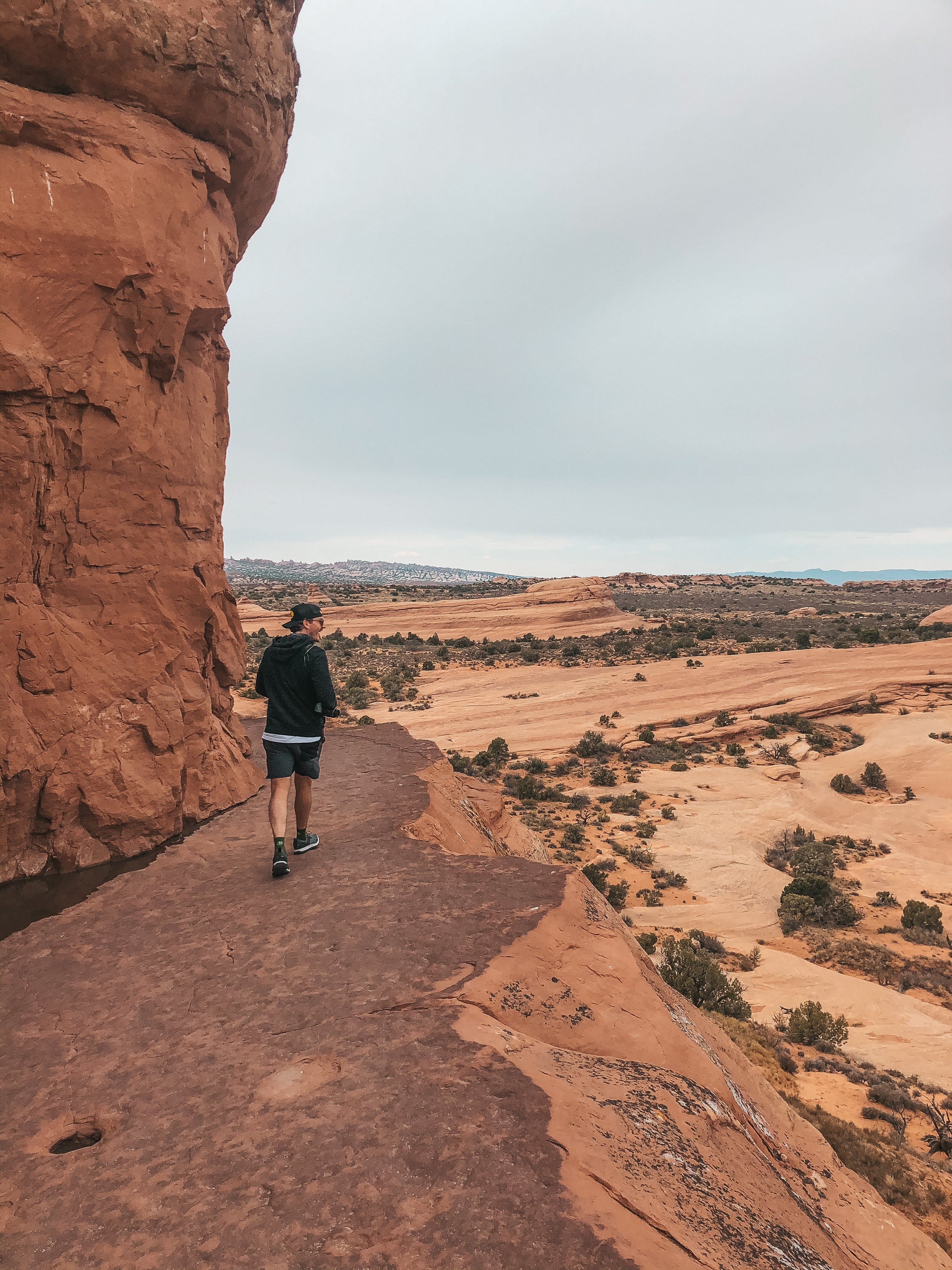 Walking along edge in canyon