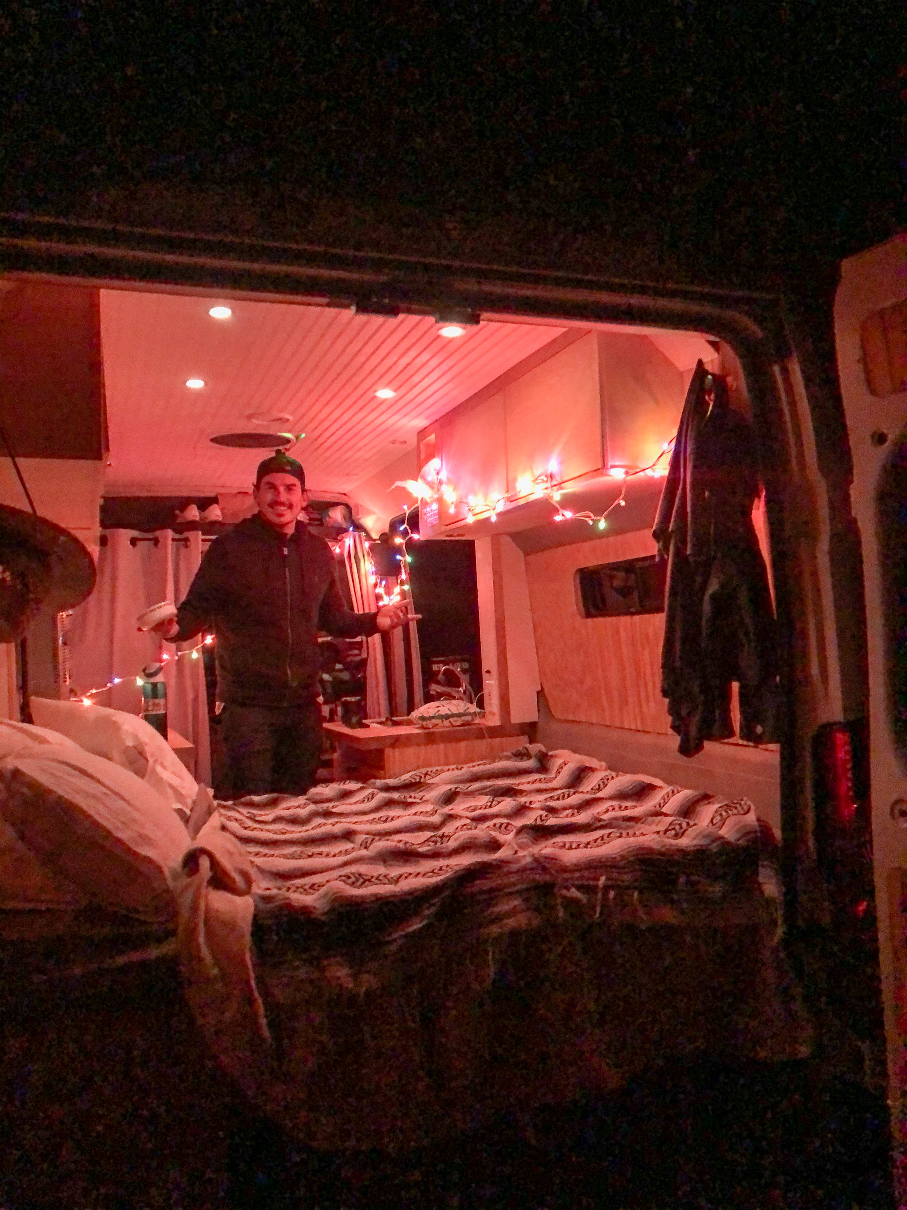 van at night