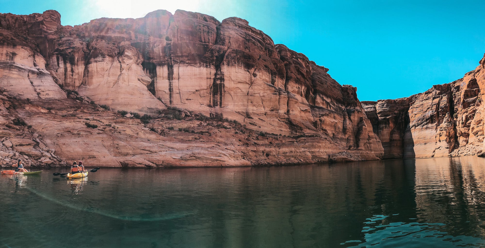 panorama of antelope canyon from kayak