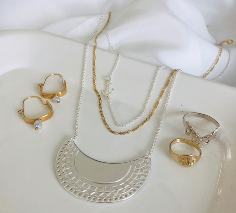 silver and gold jewelry