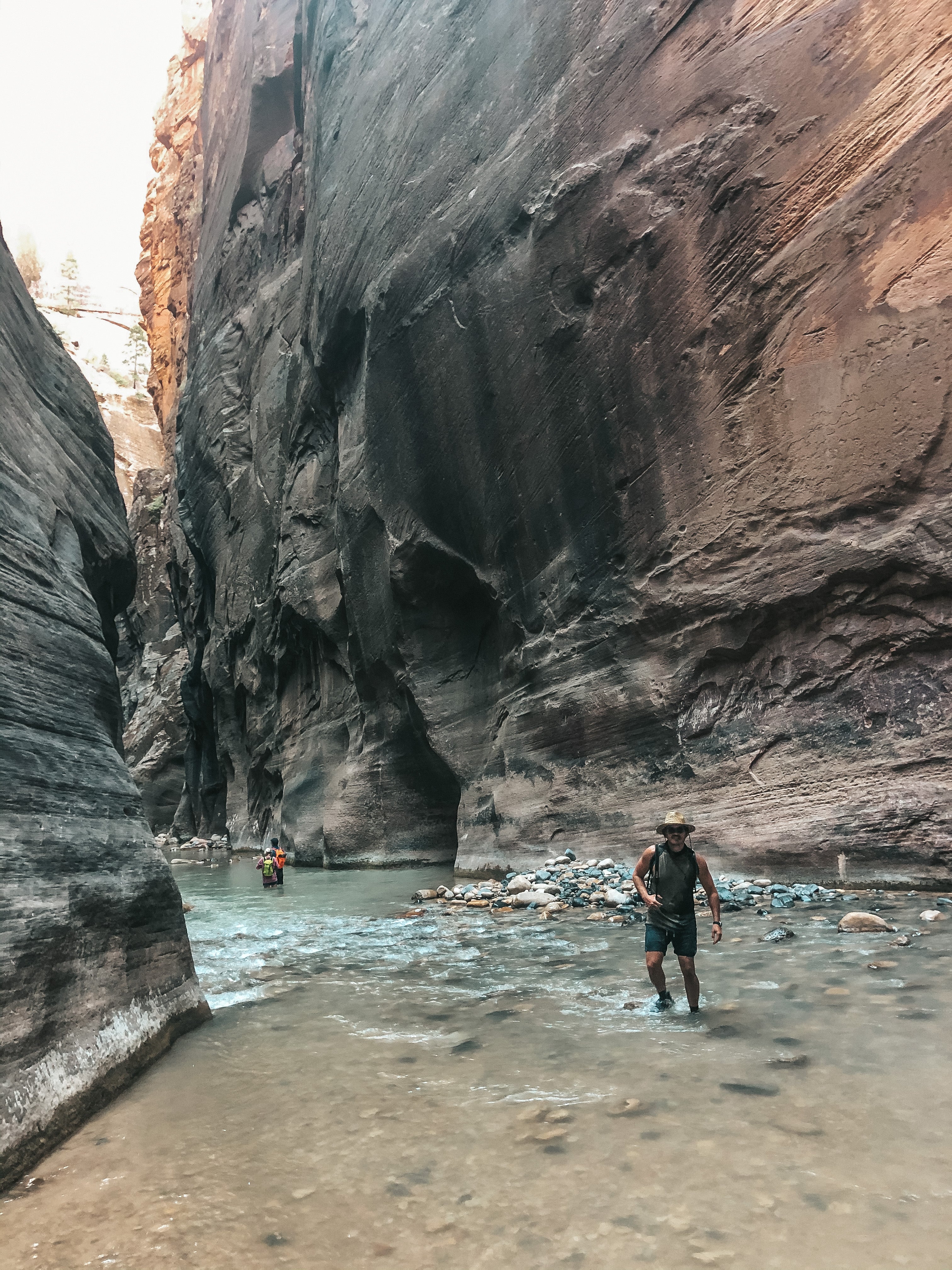 hiking through zion