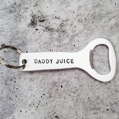 Daddy Juice Silver Bottle Opener Keychain