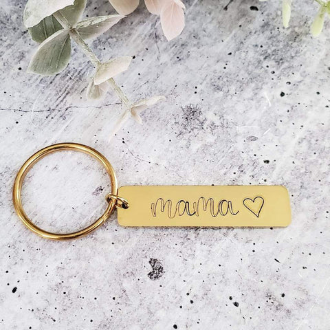 Mama Gold Keychain with heart