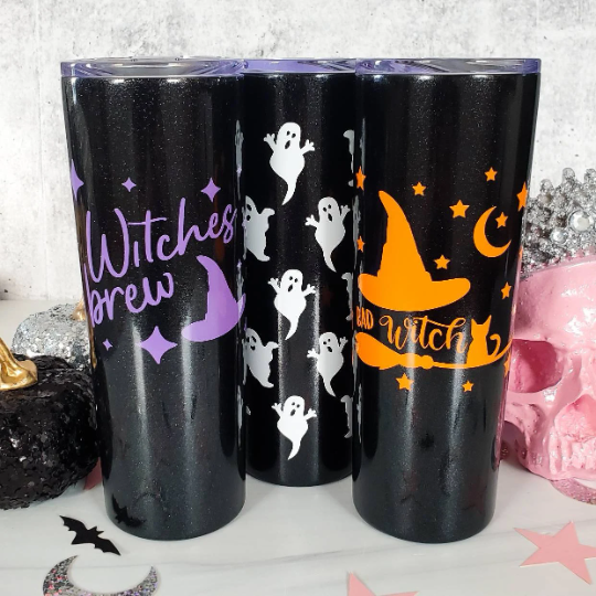 HALLOWEEN Witches Brew Black Glitter Tumbler - Bad Witch Halloween Party  Drink Holder - Spooky Season Halloween Party Pun - Ghost Wine Cup - Salt  and Sparkle