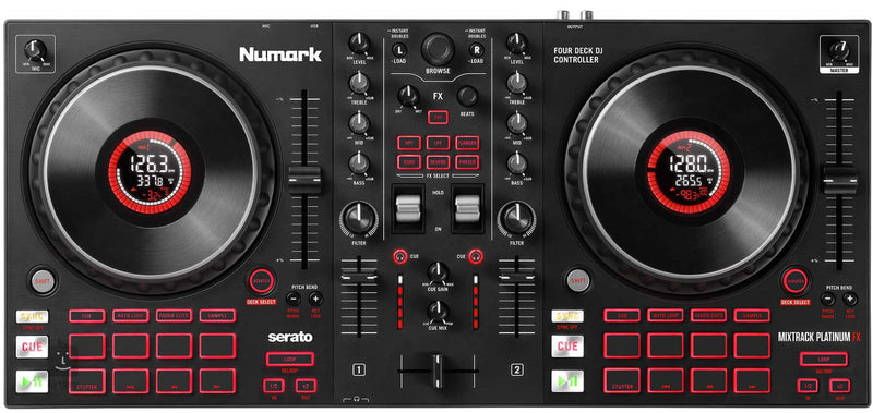 NUMARK MIXTRACK PLATINUM FX 4- Deck DJ Controller with Jog Wheel Displ