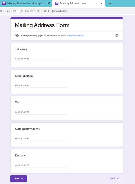 testing Google Forms