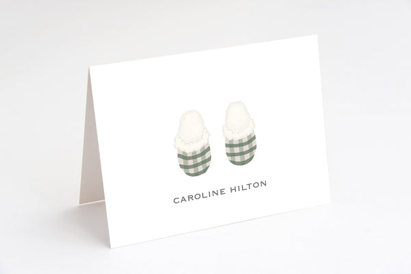 plaid slippers holiday stationery
