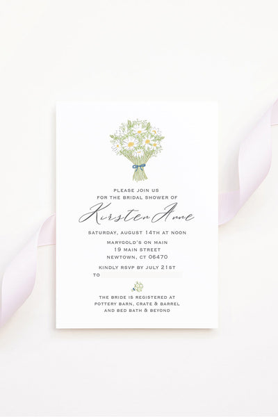 daisies bouquet bridal shower invitation