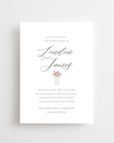 illustrated floral bridal shower invitation