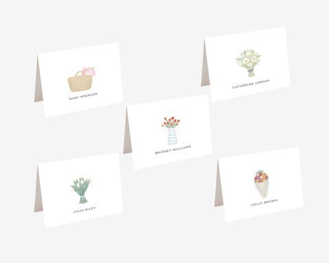 folded floral note cards