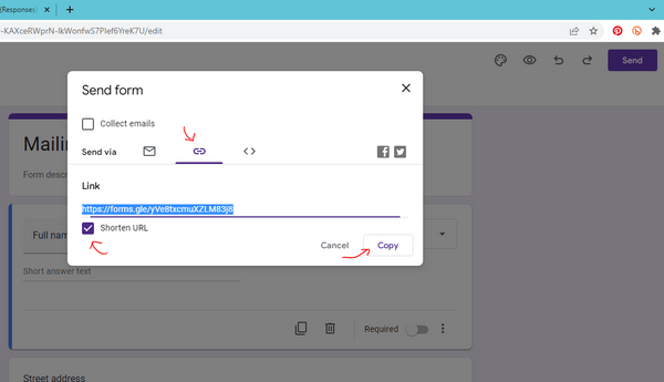 how to generate google forms link