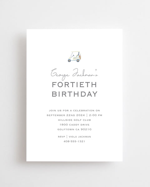 golf theme men's birthday invitation card