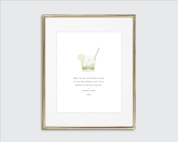 personalized green cocktail drink art print