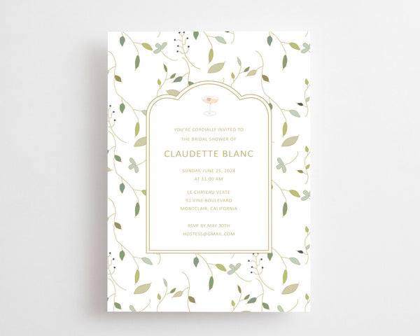 greenery bridal shower invitation card