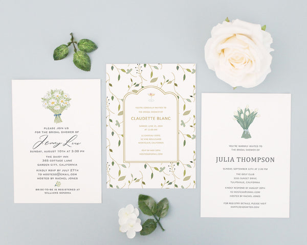 greenery bridal shower invitations