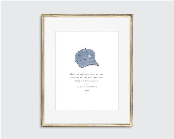 personalized baseball cap art print