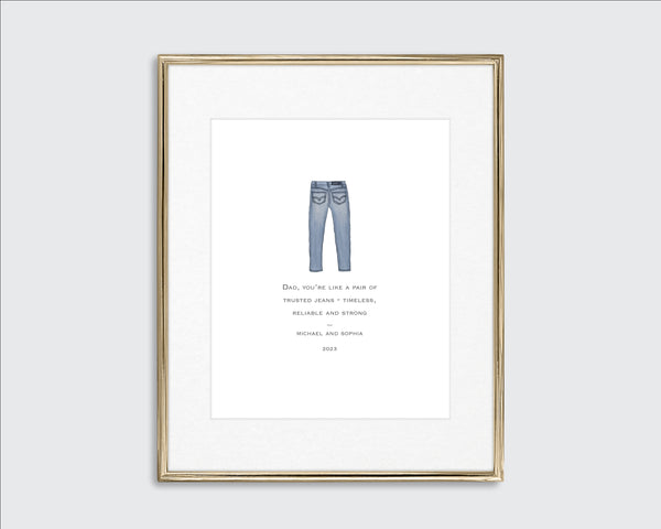 personalized jeans pants art print