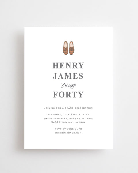 oxfords fashion men's birthday invitation card