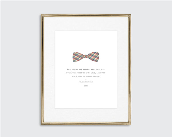 personalized plaid bow tie art print