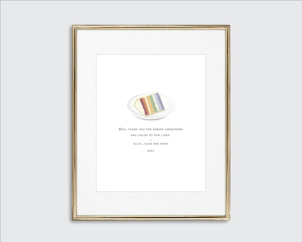 personalized rainbow cake slice art print