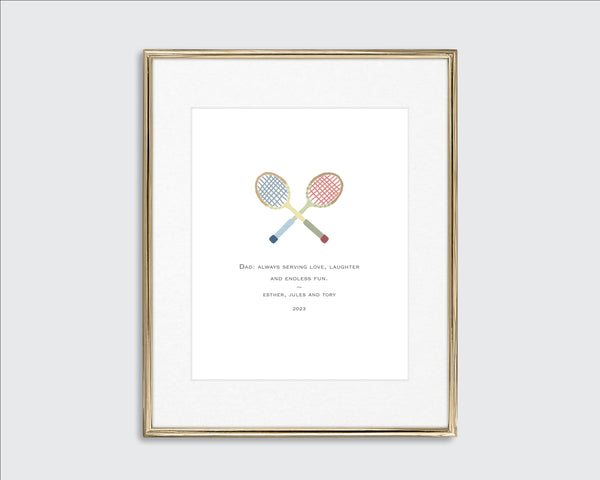 personalized tennis rackets art print